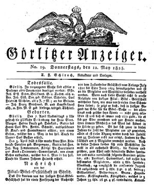 Görlitzer Anzeiger on May 12, 1825