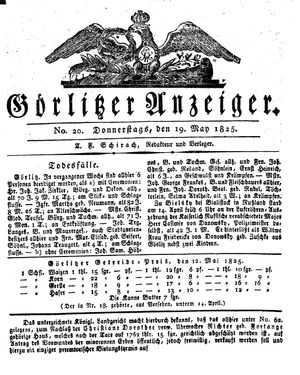 Görlitzer Anzeiger on May 19, 1825