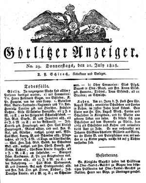 Görlitzer Anzeiger on Jul 21, 1825