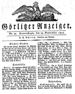 Görlitzer Anzeiger on Sep 29, 1825
