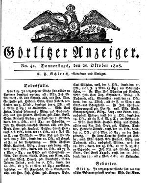 Görlitzer Anzeiger on Oct 20, 1825