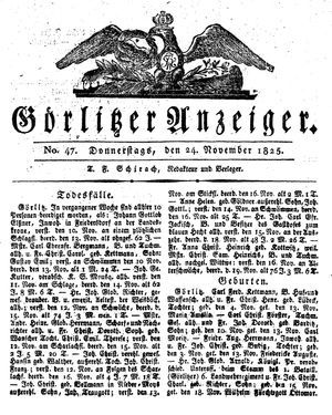 Görlitzer Anzeiger on Nov 24, 1825