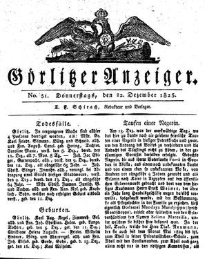 Görlitzer Anzeiger on Dec 22, 1825