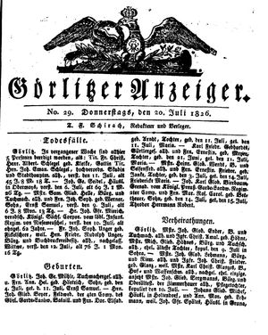 Görlitzer Anzeiger vom 20.07.1826