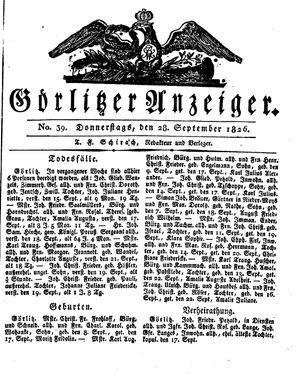 Görlitzer Anzeiger vom 28.09.1826