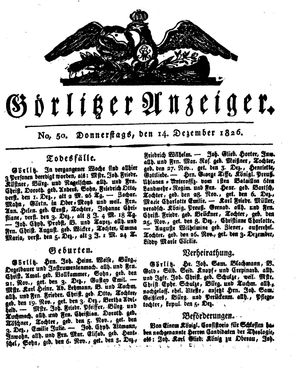 Görlitzer Anzeiger vom 14.12.1826