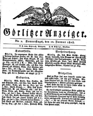 Görlitzer Anzeiger vom 10.01.1828