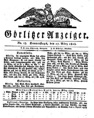 Görlitzer Anzeiger on Mar 27, 1828