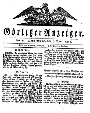 Görlitzer Anzeiger vom 03.04.1828