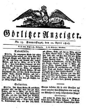 Görlitzer Anzeiger vom 10.04.1828