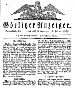 Görlitzer Anzeiger on Feb 18, 1830