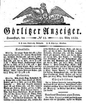 Görlitzer Anzeiger on Mar 11, 1830