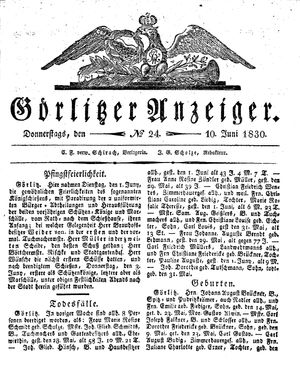 Görlitzer Anzeiger vom 10.06.1830