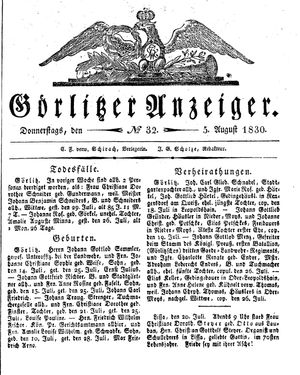 Görlitzer Anzeiger on Aug 5, 1830