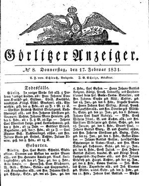 Görlitzer Anzeiger vom 17.02.1831