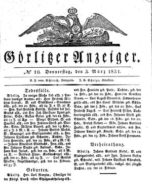 Görlitzer Anzeiger vom 03.03.1831