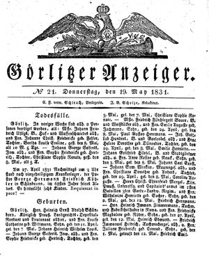 Görlitzer Anzeiger on May 19, 1831