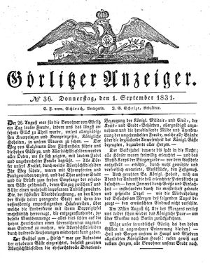Görlitzer Anzeiger on Sep 1, 1831