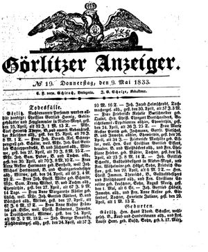 Görlitzer Anzeiger vom 09.05.1833