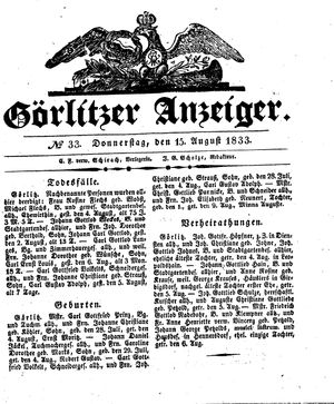 Görlitzer Anzeiger vom 15.08.1833