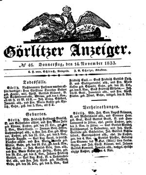 Görlitzer Anzeiger on Nov 14, 1833