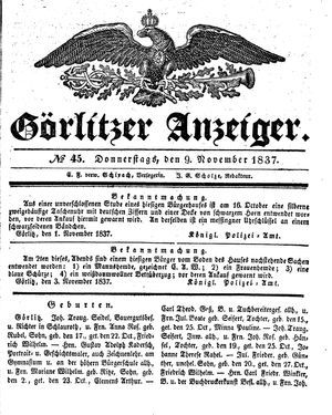 Görlitzer Anzeiger on Nov 9, 1837