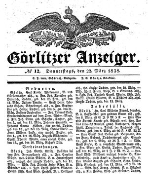 Görlitzer Anzeiger vom 22.03.1838