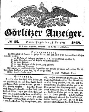 Görlitzer Anzeiger on Oct 18, 1838