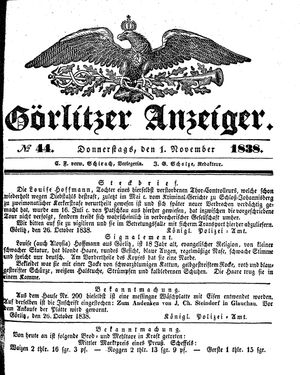Görlitzer Anzeiger on Nov 1, 1838