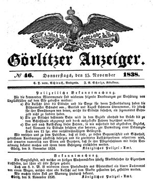 Görlitzer Anzeiger on Nov 15, 1838