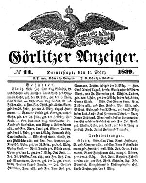 Görlitzer Anzeiger on Mar 14, 1839