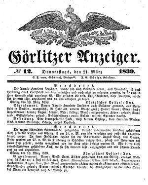 Görlitzer Anzeiger on Mar 21, 1839
