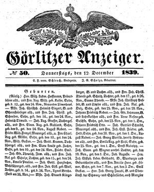 Görlitzer Anzeiger on Dec 12, 1839