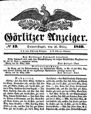 Görlitzer Anzeiger vom 26.03.1840