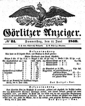 Görlitzer Anzeiger vom 11.06.1840