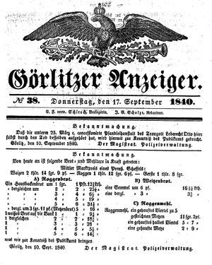 Görlitzer Anzeiger vom 17.09.1840