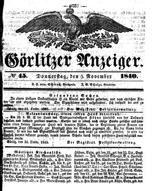 Görlitzer Anzeiger on Nov 5, 1840
