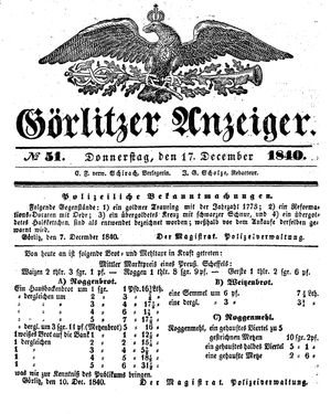 Görlitzer Anzeiger on Dec 17, 1840