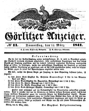 Görlitzer Anzeiger vom 11.03.1841