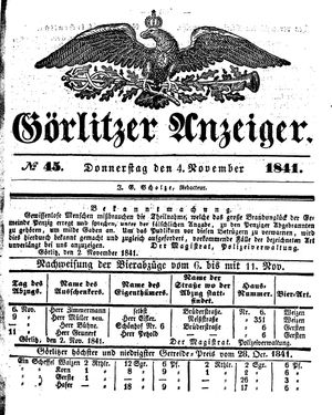 Görlitzer Anzeiger vom 04.11.1841