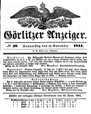 Görlitzer Anzeiger vom 25.11.1841