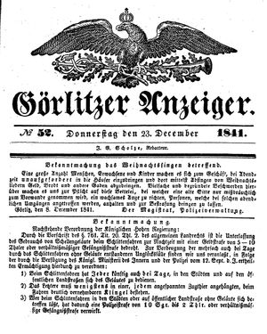 Görlitzer Anzeiger vom 23.12.1841