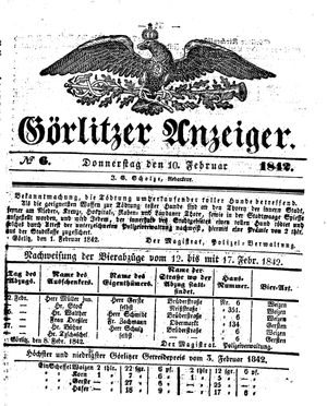 Görlitzer Anzeiger vom 10.02.1842