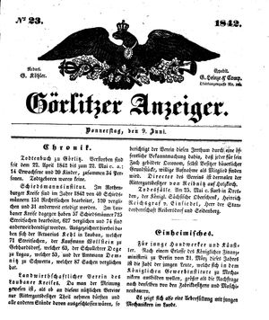 Görlitzer Anzeiger on Jun 9, 1842