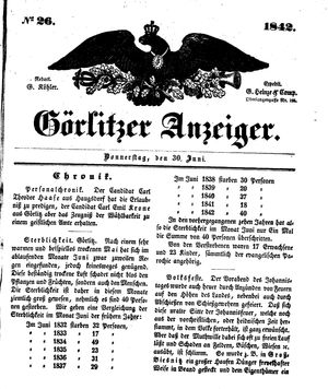 Görlitzer Anzeiger vom 30.06.1842