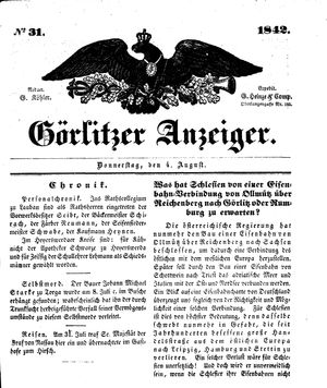 Görlitzer Anzeiger vom 04.08.1842