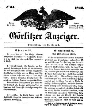 Görlitzer Anzeiger vom 25.08.1842