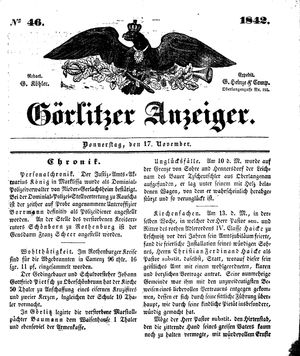 Görlitzer Anzeiger vom 17.11.1842