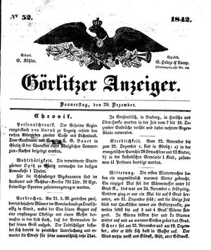 Görlitzer Anzeiger on Dec 29, 1842