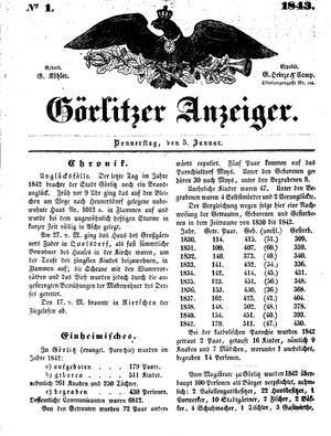 Görlitzer Anzeiger vom 05.01.1843